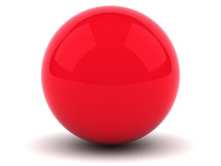 Red sphere on white backgroundの写真素材
