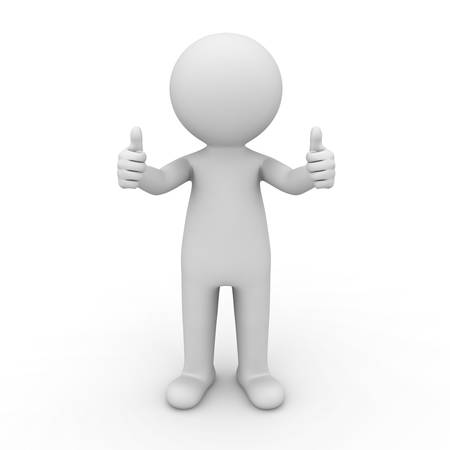 3d man showing thumbs up on white backgroundの写真素材