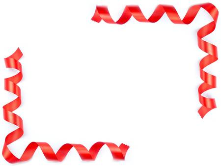 Red Ribbon Frame on white backgroundの写真素材