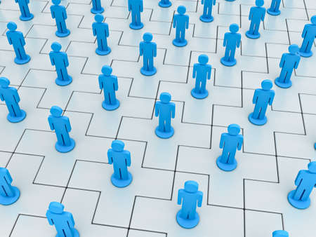 Social network concept on white plus jigsaws