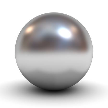 Metallic chrome sphere over white backgroundの写真素材
