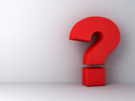 Red question mark on white backgroundの写真素材