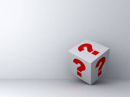 Question box over white wall background with shadowの写真素材