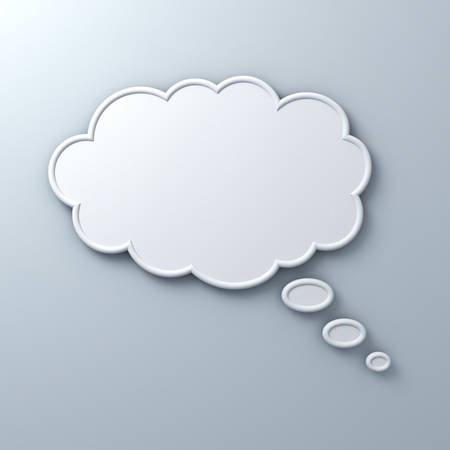 Thinking bubble concept over white wall background. 3D rendering.