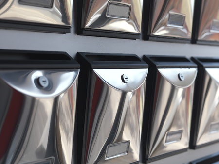 eight inox mail boxes in two rowsの写真素材