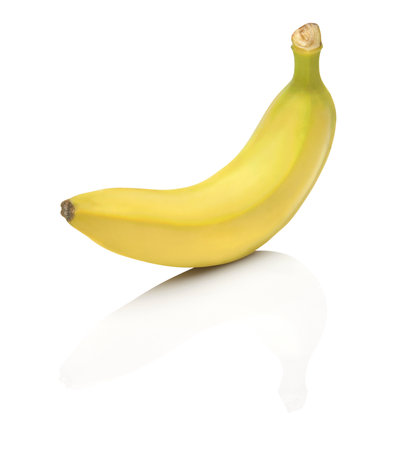 one banana isolated on a white background, studio shotの写真素材