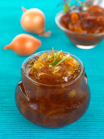 a chutney made of onions and olive oilの写真素材