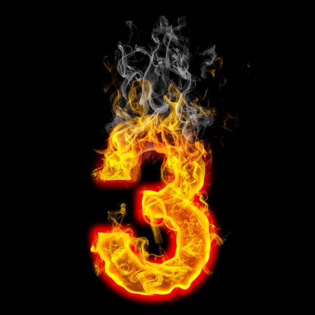 the number 3 made from blazing fire の写真素材