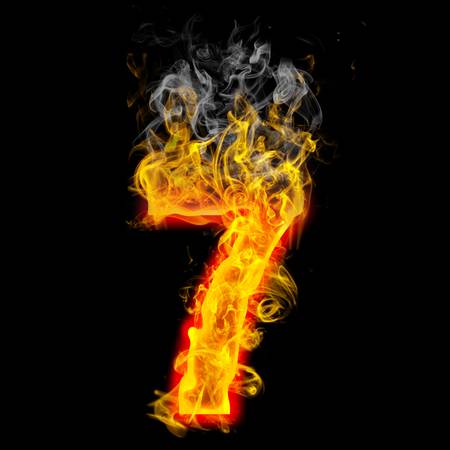 the number 7 made from blazing fire の写真素材