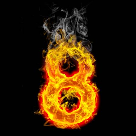 the number 8 made from blazing fire の写真素材