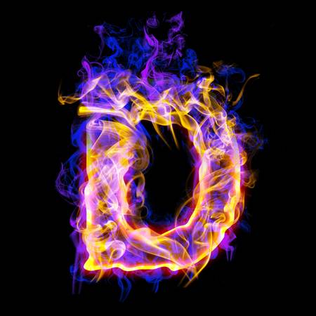 Fiery font with rose and blue. Letter Dの写真素材