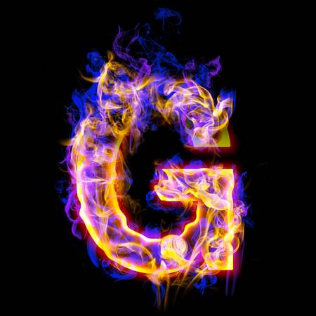 Fiery font with rose and blue. Letter G Fiery font with rose and blue. Letter G