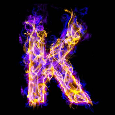 Fiery font with rose and blue. Letter K Fiery font with rose and blue. Letter K