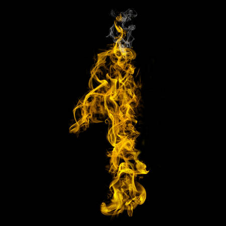 Number one on fire on black backgroundの写真素材