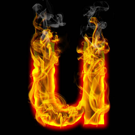 Alphabets in flame, letter uの写真素材