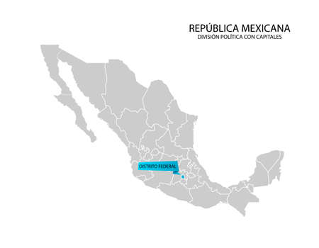 Mexico map, Mexico Cityのイラスト素材
