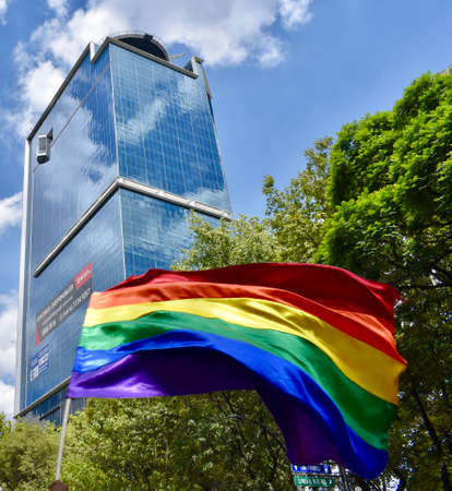 People attending the LGTB Gay Pride day, on June 29, 2019, in Avenue Paseo de la Reforma, Mexico...