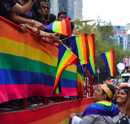 People attending the LGTB Gay Pride day, on June 29, 2019, in Avenue Paseo de la Reforma, Mexico...