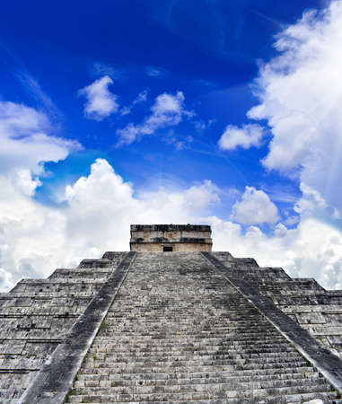 Mayan pyramid El Castillo at the archeological site of Chichen Itza, Wonder of the World, Yucatan,...