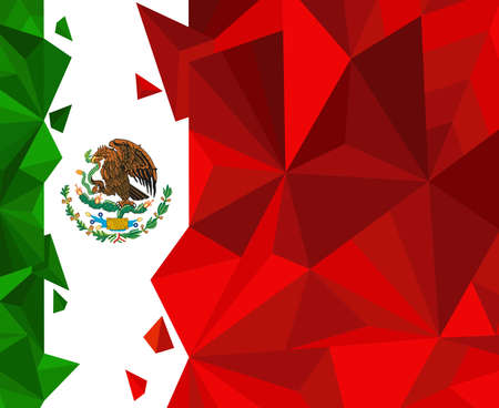 Mexico flag in geometric style. Vector illustrationのイラスト素材