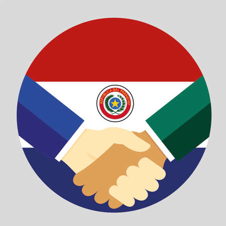 Partners handshake with the flag of Paraguay.のイラスト素材