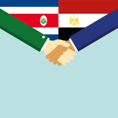 Partners handshake with two flags Costa Rica and Egypt.のイラスト素材