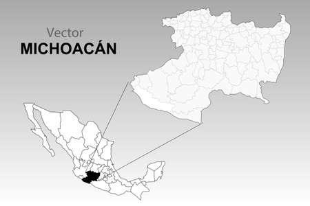 Political Map of Mexico without names. State of Michoacanのイラスト素材