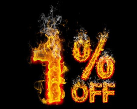 1% off on fire with black background