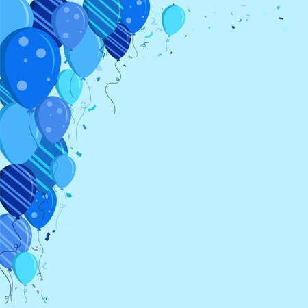 Birthday background in shades of blue. Greeting card in a flat style. vector illustrationのイラスト素材