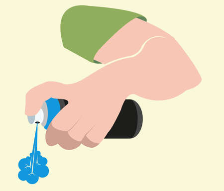 Spray in hand silhouette. Vector illustration flat design. Isolated on white background. spray canのイラスト素材