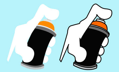 Spray in hand silhouette. Vector illustration flat design. Isolated on white background. spray canのイラスト素材