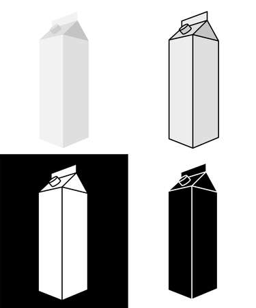 Carton container for milk or juice. Mockup design. Blank packaging isolated on white background. collection vector illustrationのイラスト素材