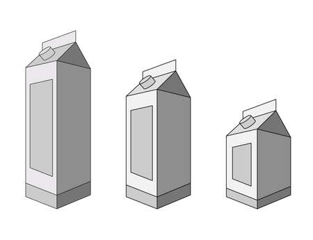 Vector illustration logo for set white milk in bottles. Milk package and juices. Drink fresh raw organic fluid milks for health.のイラスト素材