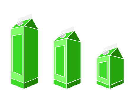 Vector illustration logo for set white milk in bottles. Milk package and juices. Drink fresh raw organic fluid milks for health.のイラスト素材