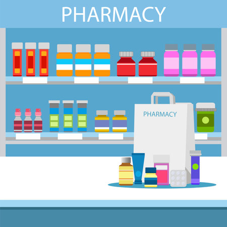Pharmacy drugstore. Pharmacy drugstore. Pharmacy drugstore. vector illustrationのイラスト素材