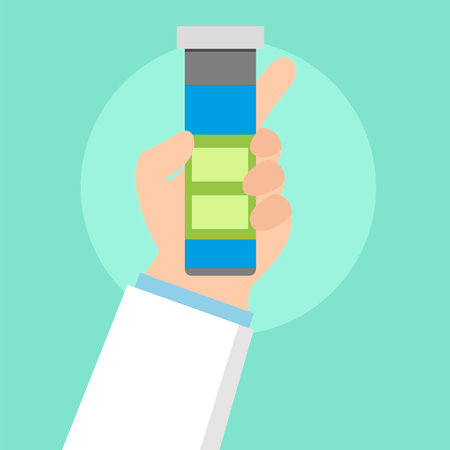 Hand holding a bottle of water. Flat design style vector illustration.のイラスト素材