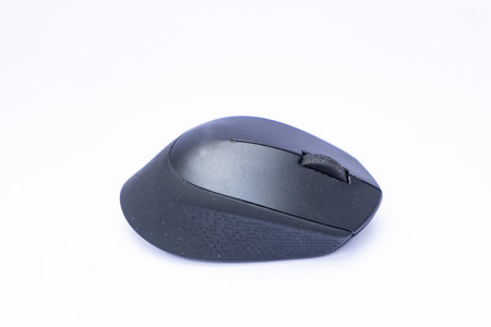 A black mouse isolated on white backgroundの写真素材