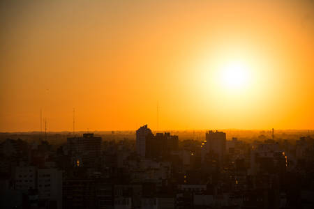Sunset with strong orange colorの写真素材