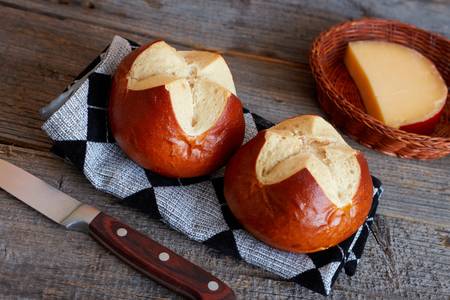 German buns the same type of bread as traditional pretzel  Bretzel, Brezl, Breze  culinary carbohydrate creationsの写真素材