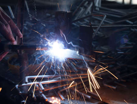 welding metal with lots of sparks