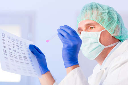 Scientist analizing DNA sequence
