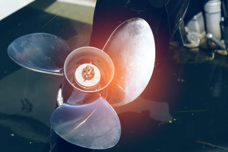 Three blades boat propeller coose upの写真素材