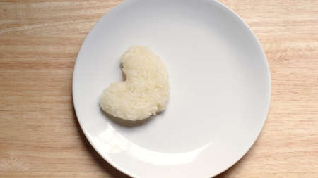 sticky rice in heart shapeの写真素材