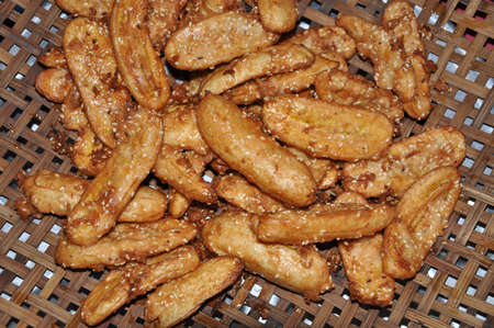 deep-fried sliced banana, thai appetizerの写真素材