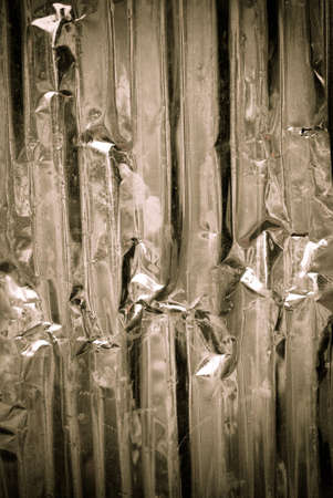 Galvanized corrugated iron in dark light backgroundの写真素材