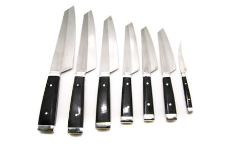Kitchen knife isolated on white. View from above の写真素材