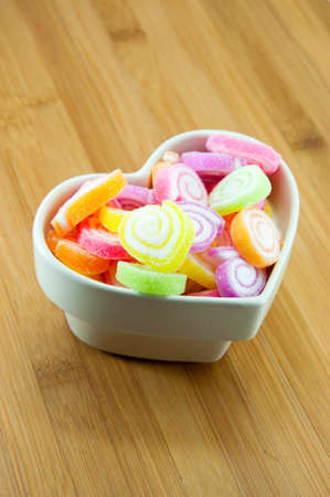 Assortment of colorful fruit jelly candyの写真素材