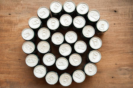 drink cans. Top viewの写真素材