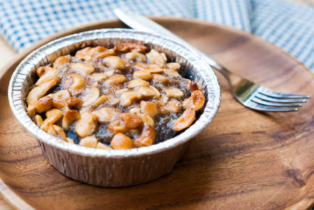 Close up image of walnut toffee cakeの写真素材