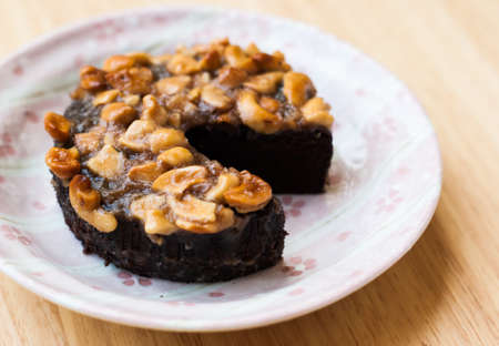 Close up image of walnut toffee cakeの写真素材
